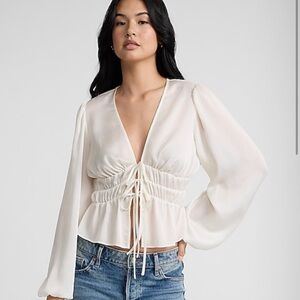 Elegant Ivory (Off White) Ruched Women's Top